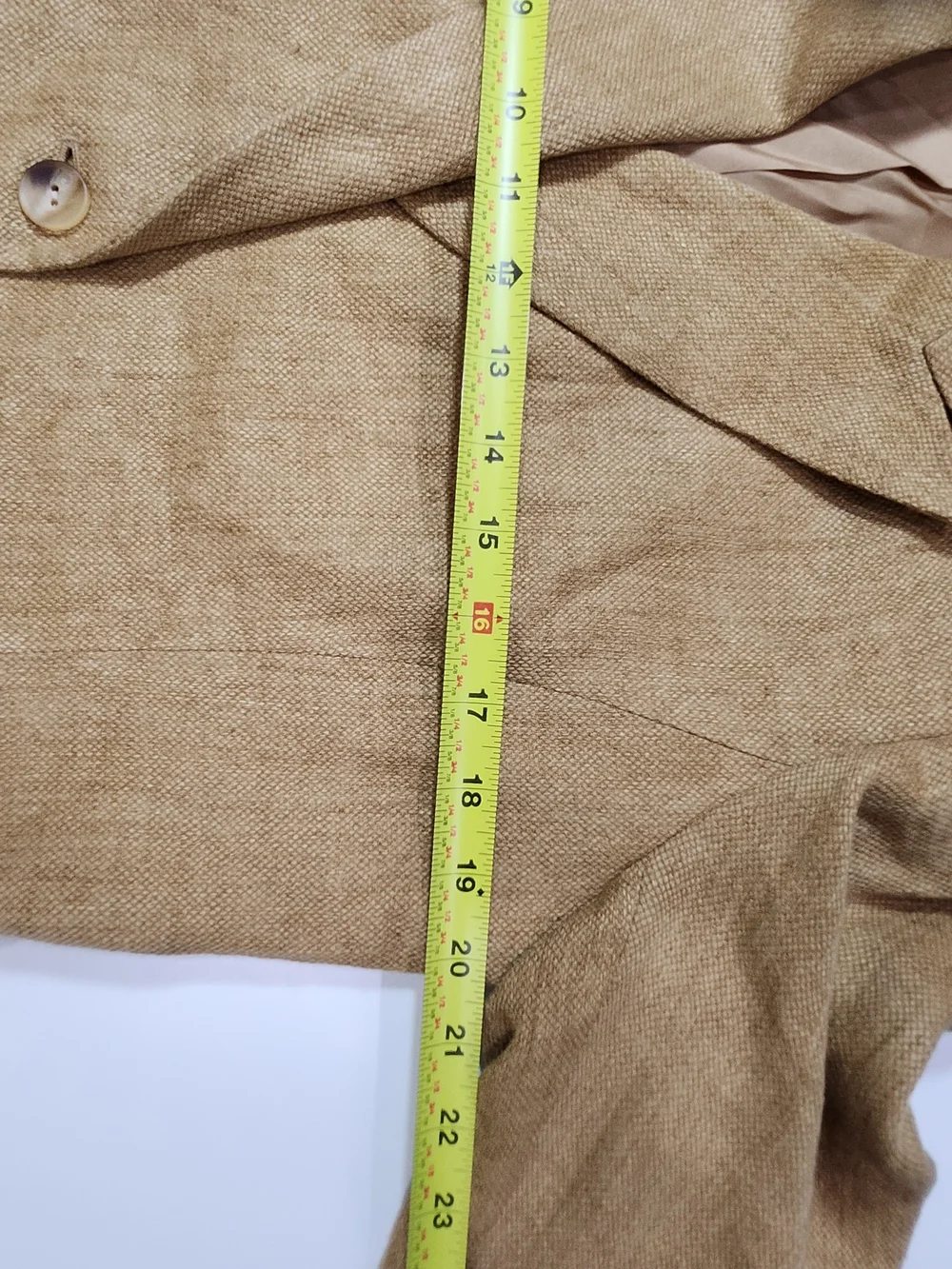 Ellen Tracy Company Petite Gold Tan 100% Linen Double Breasted Blazer Size 12